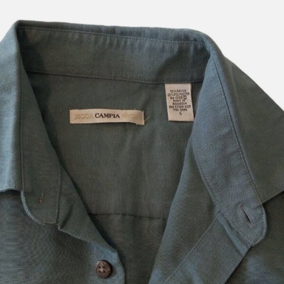 Campia Moda Men’s Shirt Size L Blue Gray Button Down Long Sleeve Pocket EUC - Picture 6 of 15